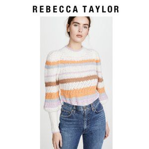 Rebecca Taylor Fluffy Stripe Pullover Sweater
